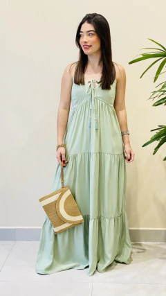Vestido Longo Amarração Frontal Verde 3407 - comprar online