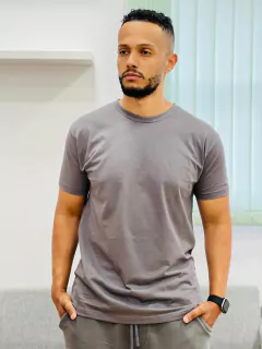 Camiseta em Algodão Chumbo