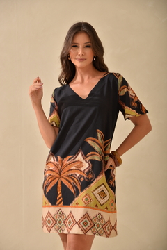 Vestido decote V manga - loja online