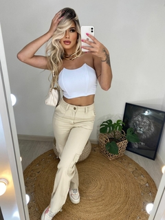 CALÇA WIDE LEG CARGO - Pérola Rosa