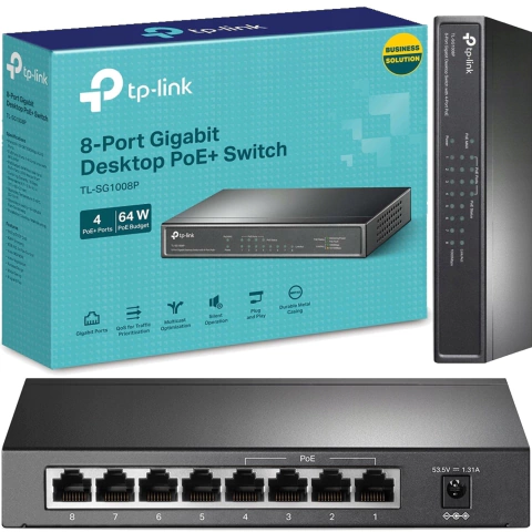 SWITCH TP-LINK TL-SG1008P SWITCH 8 PUERTOS GIGA (4 PTOS POE)