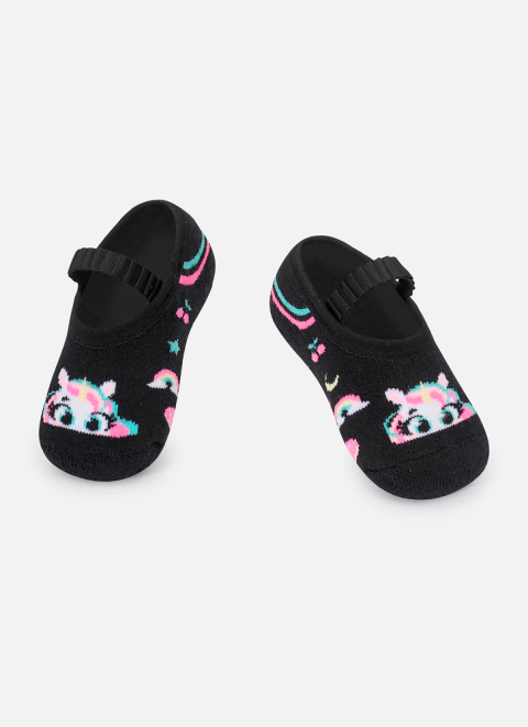Meia Sapatilha Puket Unicórnio Preto