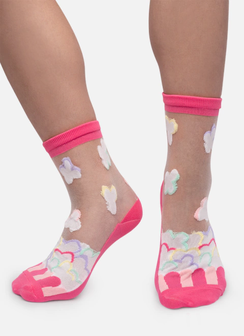 Meia Puket Pink Transparente Unicórnio