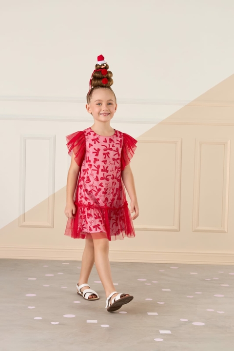 Vestido Vermelho Mon Sucre Tule Corações