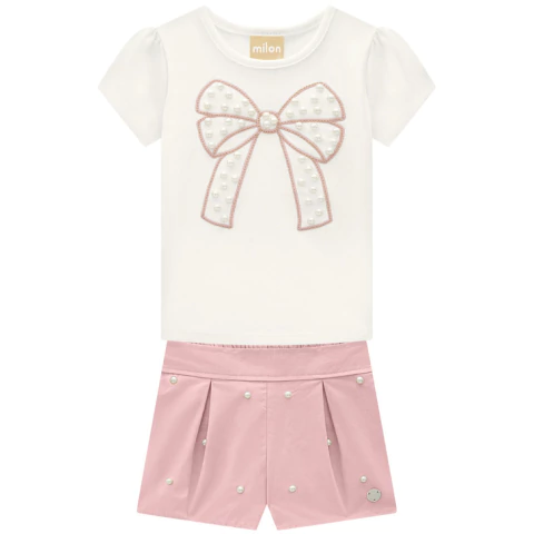 Conjunto Infantil Menina Pérolas Milon Rosa