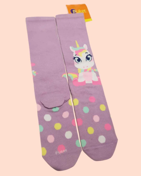 Meia Puket 3/4 Lílas Unicórnio