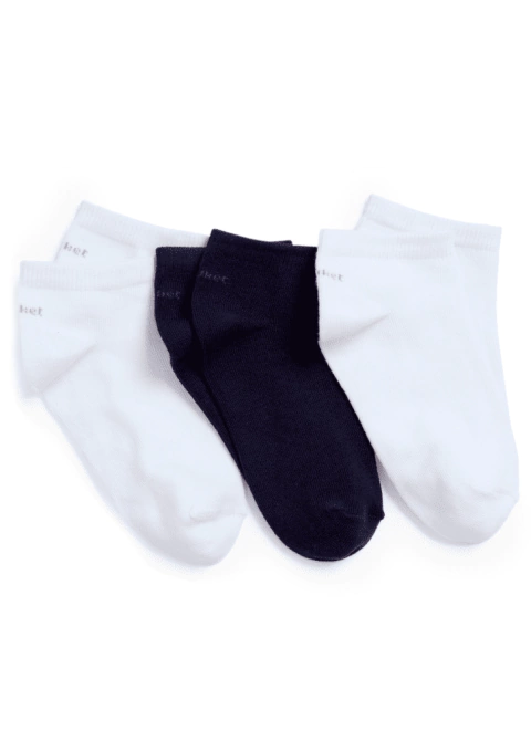 Meia Puket Cano Curto Branca/Branca/Preta 3 Pares