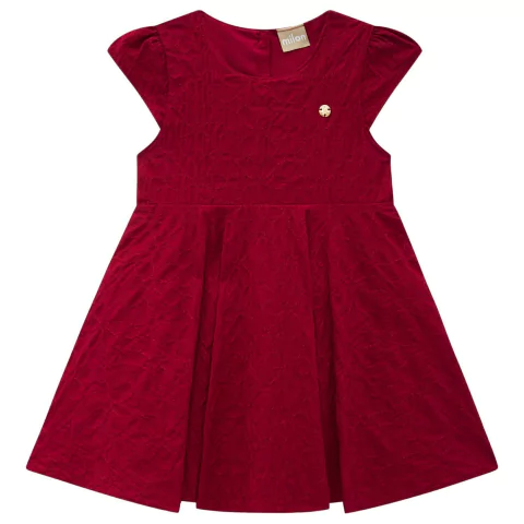 Vestido Vermelho Com Flores Milon