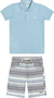 Conjunto Charpey Azul Polo em Piquet Bermuda em Linho