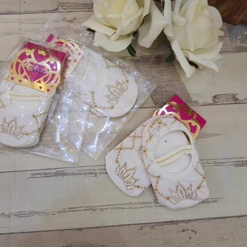 Meia Sapatilha Puket Branco/Dourado