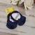 Meia Sapatilha Puket Azul Marinho com Flor