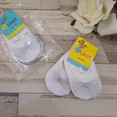 Meia Sapatilha Puket Branca com Laço