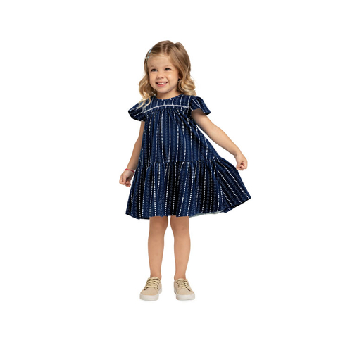 Vestido Milon Azul Marinho Estampa Corações