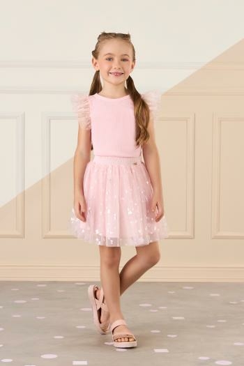 Conjunto Mon Sucre Rosa Com Tule e Brilhos