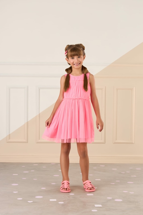 Vestido Rosa Chiclete Mon Sucre Em Tule