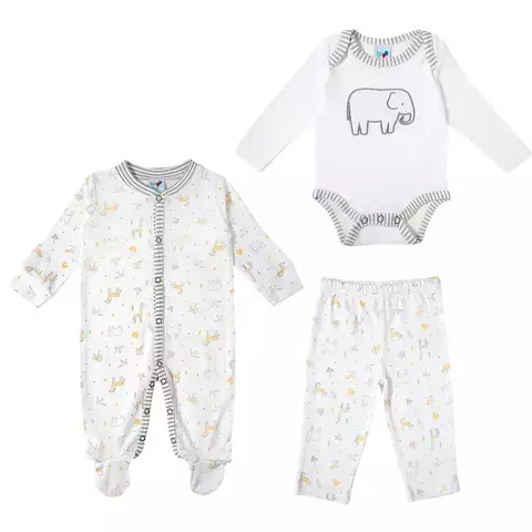 Kit enxoval 3 peças macacão body calça suedine bebê tip top