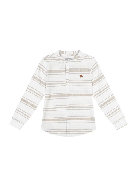 Bata Em Gaze Listrada Bege Charpey