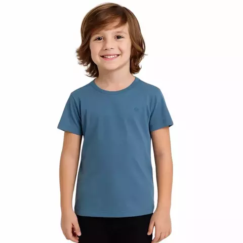 Camiseta Básica Ogochi Azul Queimado Modelo Slim