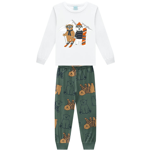 Pijama Em Malha Kyly Brilha No Escuro Verde