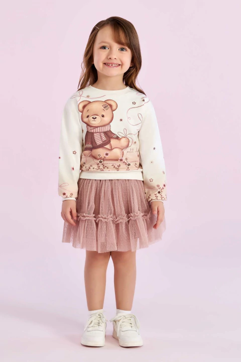 Conjunto Petit Cherie Com Saia De Tule Ursinha