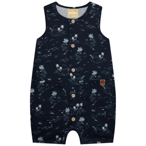 Macaquinho Bebê Menino em Suedine Milon