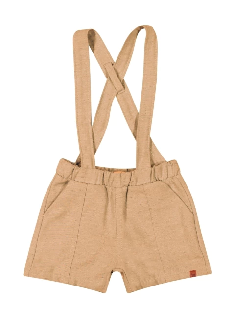 Bermuda Bege Com Suspensório Charpey Em Sarja Moletinho