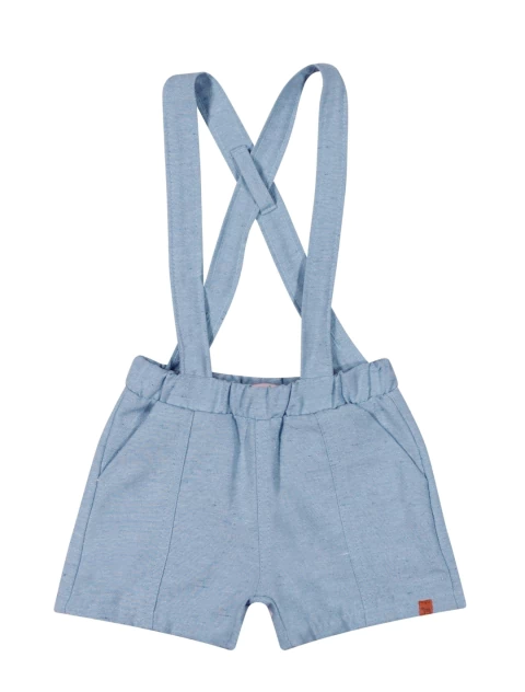 Bermuda Com Suspensório Charpey Em Sarja Moletinho Azul