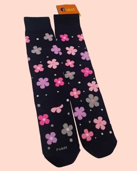 Meia Puket 3/4 Flores