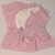 Saída De Maternidade Jardineira Rosa E Branco De Tricot e Malha Beth Baby - comprar online