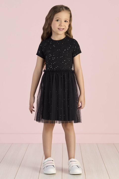 Vestido Mon Sucre Preto De Tule Com Brilhos