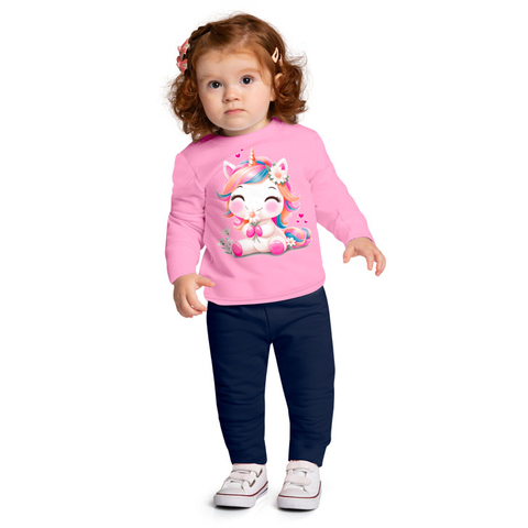 Conjunto Feminino Moletom Flanelado Kyly Unicórnio Rosa