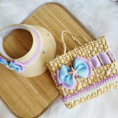 Kit Praia Bolsa+Viseira Cores Variadas