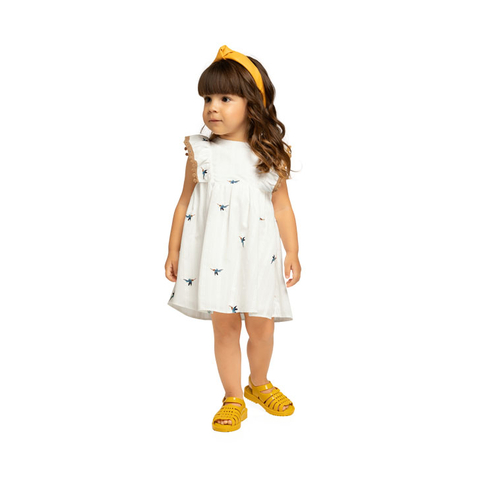 Vestido Off White Nanai Bordado Beija-flor
