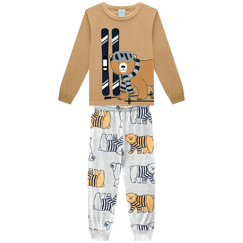 Pijama Em Malha Kyly Brilha No Escuro Camurça