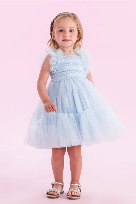 Vestido Petit Cherie Em Tule Azul