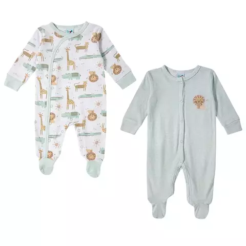 Kit enxoval bebê macacão manga longa 2 peças suedine tip top
