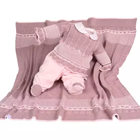 Saida Maternidade RN Rose Macacão+Manta Plush