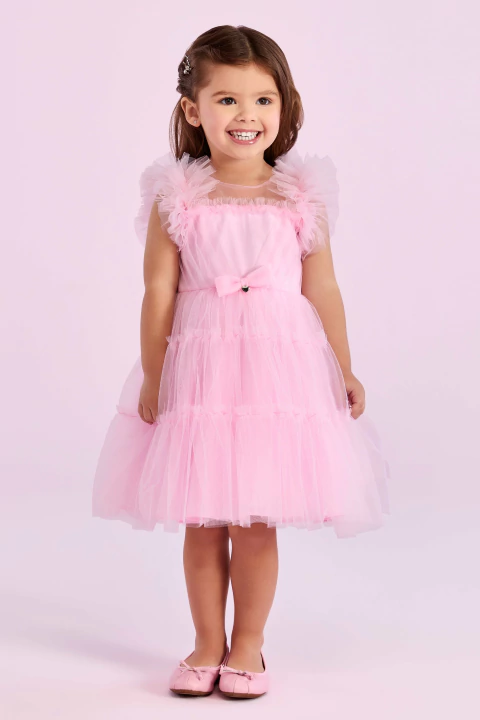Vestido Rosa Petit Cherie Em Tule