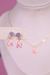 Conjunto Colar e Brinco Flor/Borboleta Rosa/Lilás - loja online
