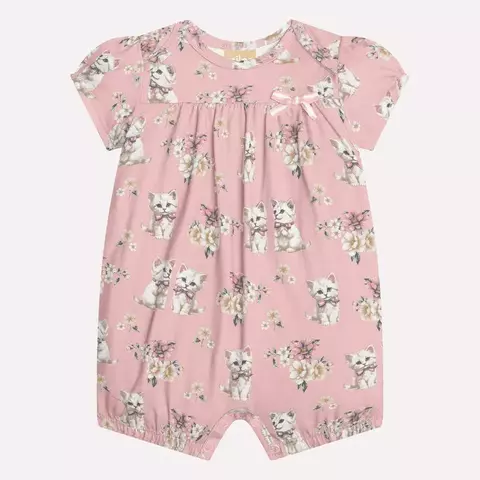 Macaquinho Bebê Menina Gatinha Milon Rosa