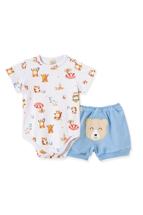 CONJUNTO BODY MANGA CURTA E SHORTS