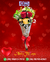 CONE COM ROSAS E CHOCOLATE