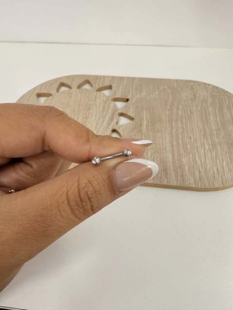 Piercing mini doble piedra para ceja y ombligo en acero quirurgico