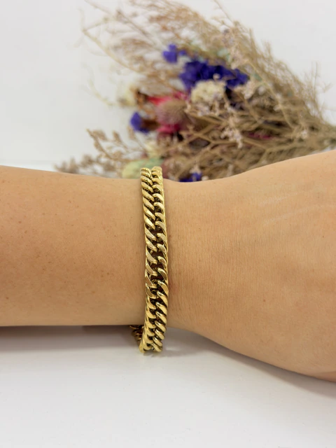 Pulsera unisex cola de pez en acero dorado