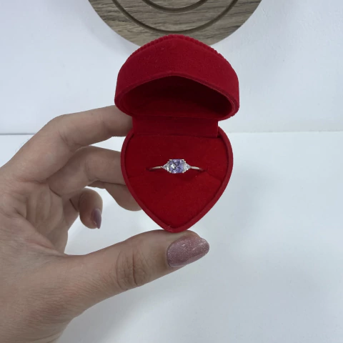 Anillo cristal cuadrado lila en plata - comprar online