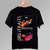 camiseta preta pendurada no cabide com a capa e contra-capa do álbum Money for Nothing e logo do Dire Straits