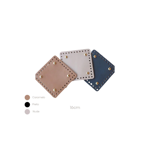 Base Quadrada Em Couro Com Metais- 16cm - comprar online