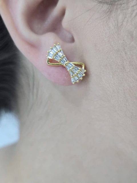 Brinco folheado a ouro 18k laço navetes - comprar online