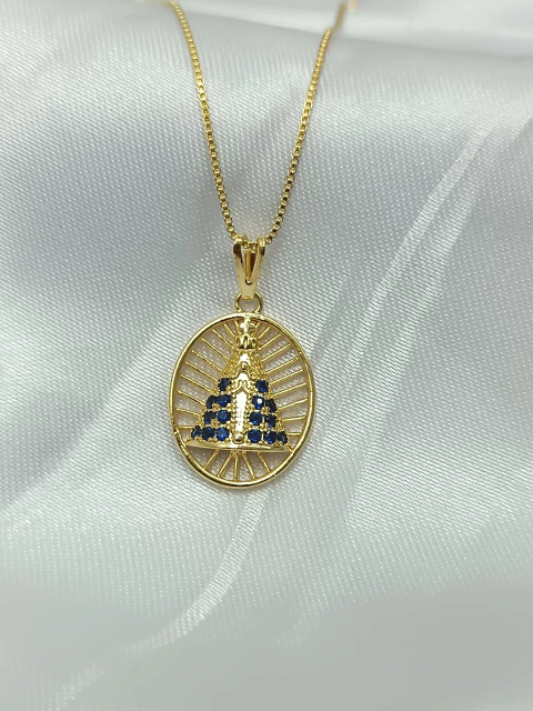 Colar folheado a ouro 18k Nossa Senhora Aparecida - comprar online