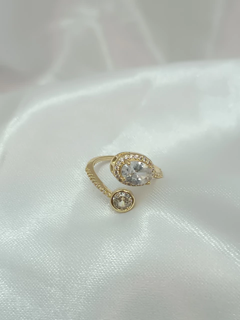 Anel regulável folheado a ouro 18k cristal - comprar online